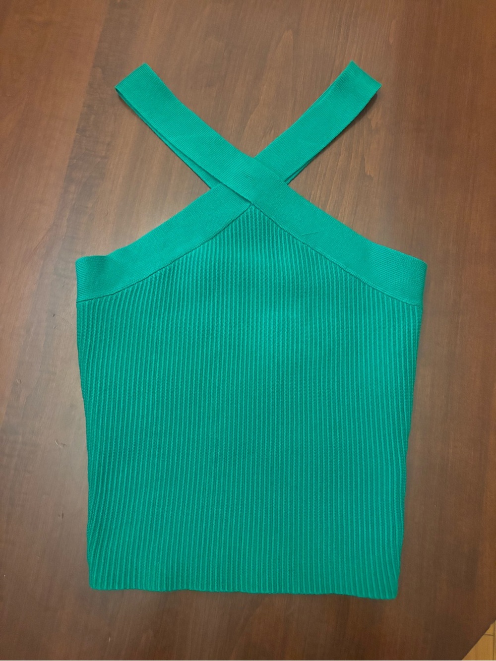 House of Harlow 1960 Ribbed Cross-Back Tank Top - Teal Green